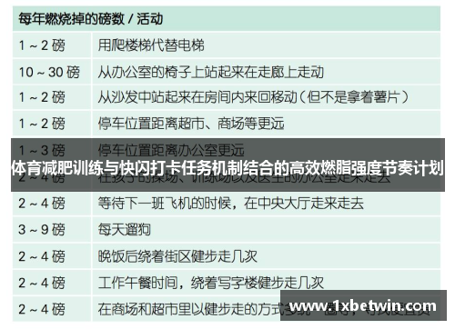 体育减肥训练与快闪打卡任务机制结合的高效燃脂强度节奏计划